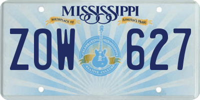MS license plate ZOW627