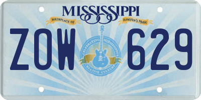 MS license plate ZOW629