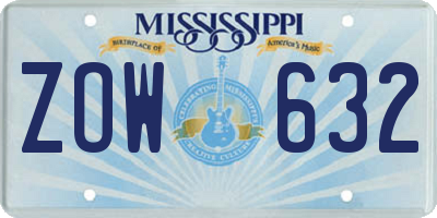 MS license plate ZOW632