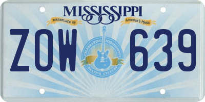 MS license plate ZOW639