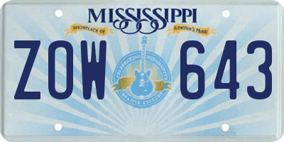 MS license plate ZOW643