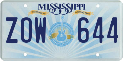 MS license plate ZOW644