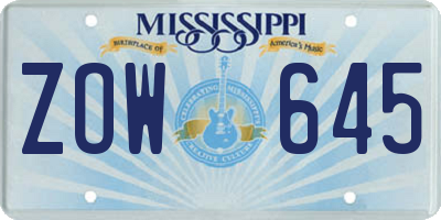 MS license plate ZOW645