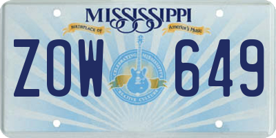 MS license plate ZOW649