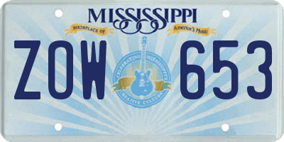 MS license plate ZOW653