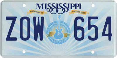 MS license plate ZOW654