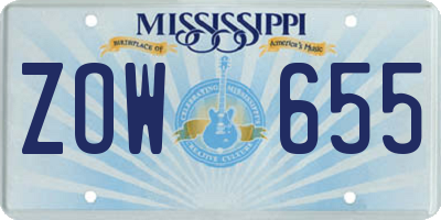 MS license plate ZOW655