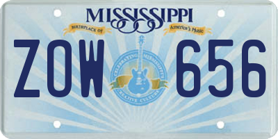 MS license plate ZOW656