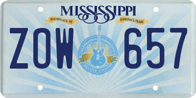 MS license plate ZOW657