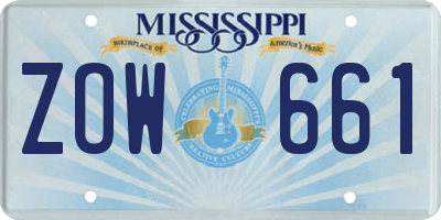 MS license plate ZOW661
