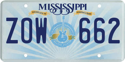 MS license plate ZOW662