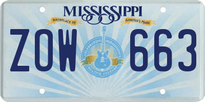 MS license plate ZOW663