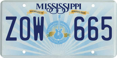 MS license plate ZOW665