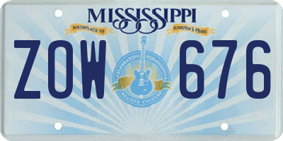 MS license plate ZOW676