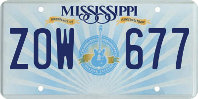 MS license plate ZOW677