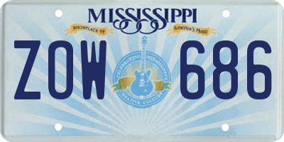 MS license plate ZOW686