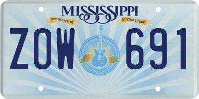 MS license plate ZOW691