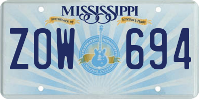 MS license plate ZOW694