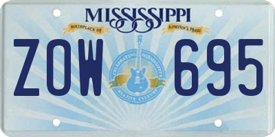MS license plate ZOW695