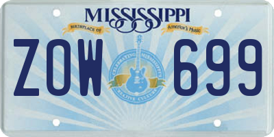 MS license plate ZOW699