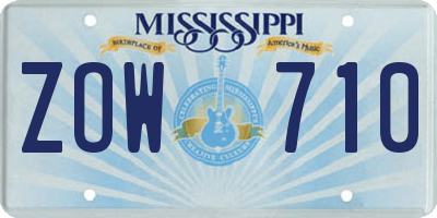MS license plate ZOW710