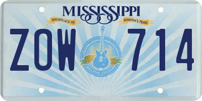 MS license plate ZOW714