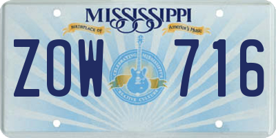 MS license plate ZOW716