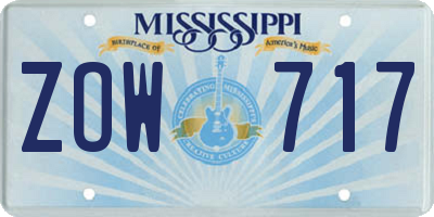 MS license plate ZOW717