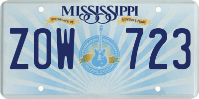 MS license plate ZOW723