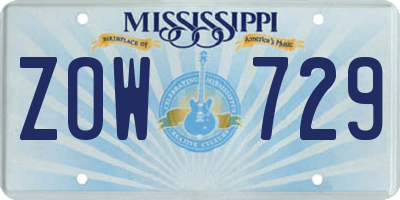 MS license plate ZOW729