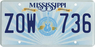 MS license plate ZOW736