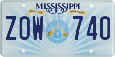 MS license plate ZOW740