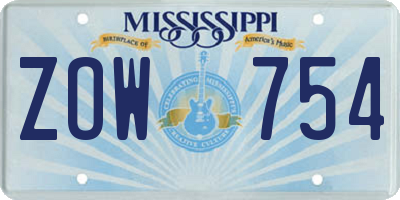 MS license plate ZOW754