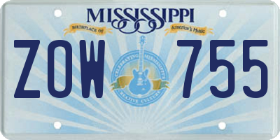 MS license plate ZOW755