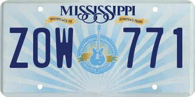 MS license plate ZOW771