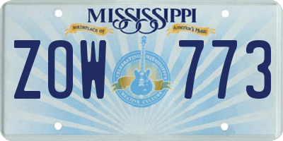 MS license plate ZOW773