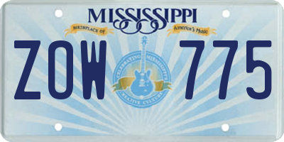 MS license plate ZOW775