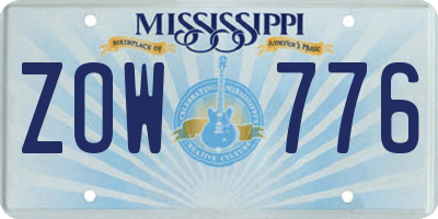 MS license plate ZOW776