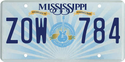 MS license plate ZOW784