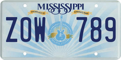 MS license plate ZOW789