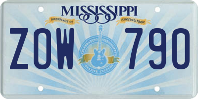 MS license plate ZOW790