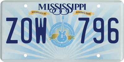 MS license plate ZOW796