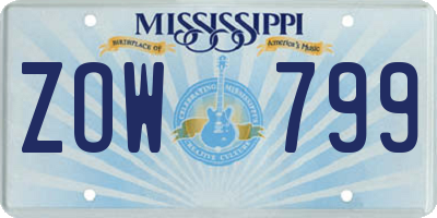 MS license plate ZOW799