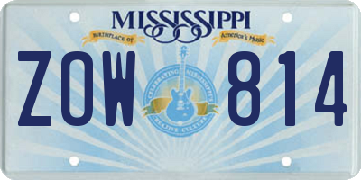 MS license plate ZOW814