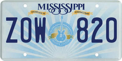 MS license plate ZOW820
