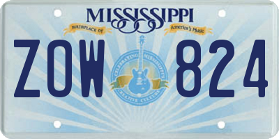 MS license plate ZOW824