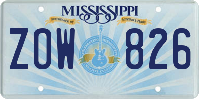 MS license plate ZOW826