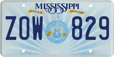 MS license plate ZOW829