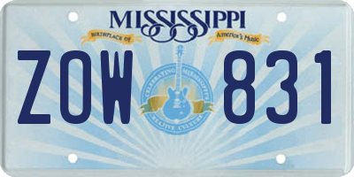 MS license plate ZOW831