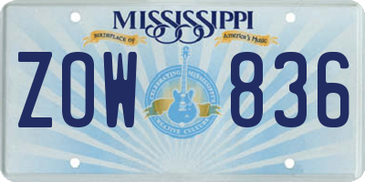 MS license plate ZOW836